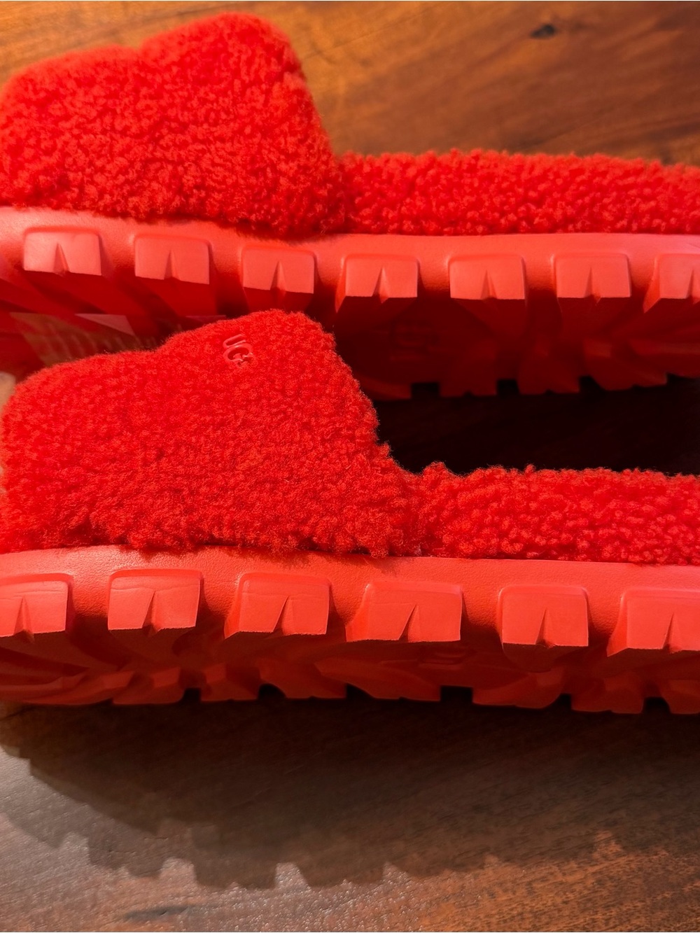 UGG Bright Red Shearling Slide Slippers - Picture 2 of 3